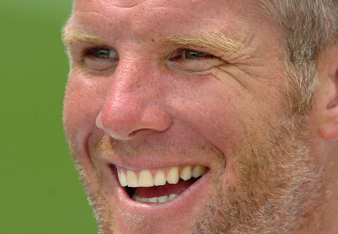 Brett Favre smiles between signing autographs at the autograph table following Green Bay Packers training camp at Clarke Hinkle Field on July 31, 2005. Photo by Corey Wilson/PackersNews.com