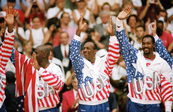 MJ, Drexler and Malone at the Barcelona Olympics, August 8, 1992. Brent Wojahn / The Oregonian