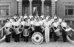 Green River American Legion Auxiliary Drum and Bugle Corps, before leading the American Legion Convention Parade in Kemmerer, 1932. Wyoming State Archives
