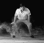 Umpire Bud Grainger at Sancet field on July 26, 1999. Courtesy Aaron J. Latham / Arizona Daily Star