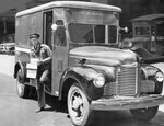Harold H. Robinson delivering parcels with a posts office truck, May 1948. Courtesy Buffalo News archives