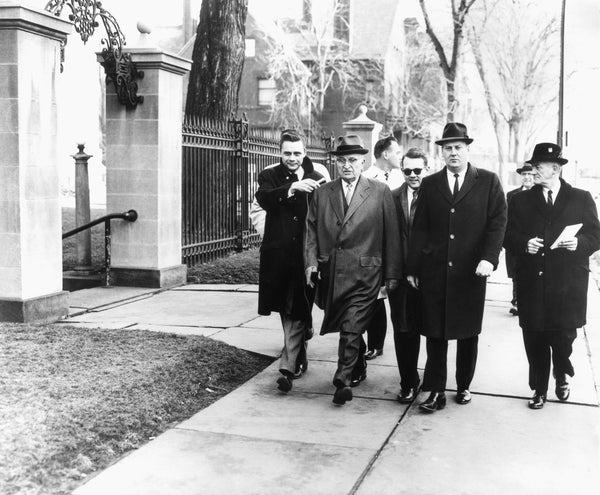 President Truman taking an early morning stroll on Delaware Avenue in March 1962. Buffalo News Archives