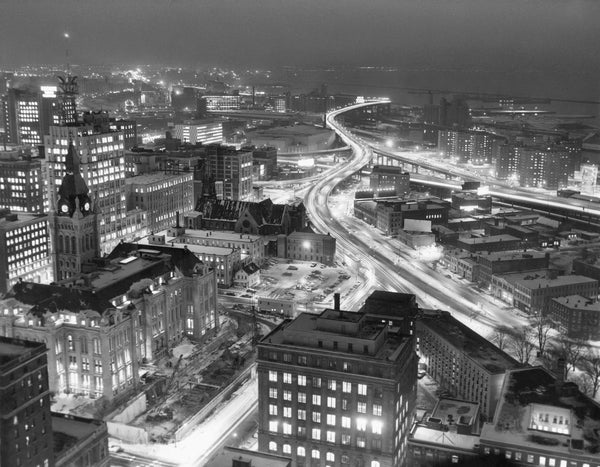 A 1963 view of Buffalo at night, taken from the observation deck of City Hall. Buffalo News Archives