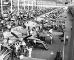 P-39 Airacobras and P-63 King Cobras on the assembly line at Bell Aircraft during World War II. By war's end, 12,931 airplanes had been produced by the company, in addition to 663 B-29 bombers. Women workers were common on the bomber assembly ines during the war. Courtesy Buffalo News archives