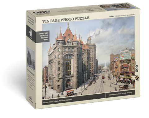 Vintage Photo Puzzle: Niagara Street, Buffalo, 1908: 500 Pieces Cover