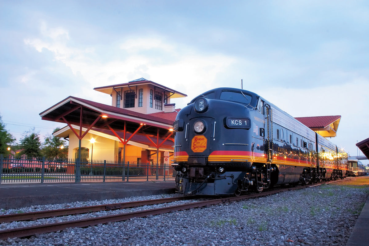 Kansas City Southern business train “The Belle” late in the evening a Union Station in Meridian, June 9, 2004.