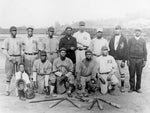 The Harrison baseball team, circa 1930. Front row, from left: Jack Calloway, Banks, Matthews, “Wildman” Coffer, Tom Payne. Back row: Crawford, Jim Jones, Bob Jefferson, Jess Smith, “Bubber” McAfee, Edward Calloway, Bobley Colson, Lee Calloway.  Courtesy Virginia Room, Roanoke Public Libraries / #CS127.2