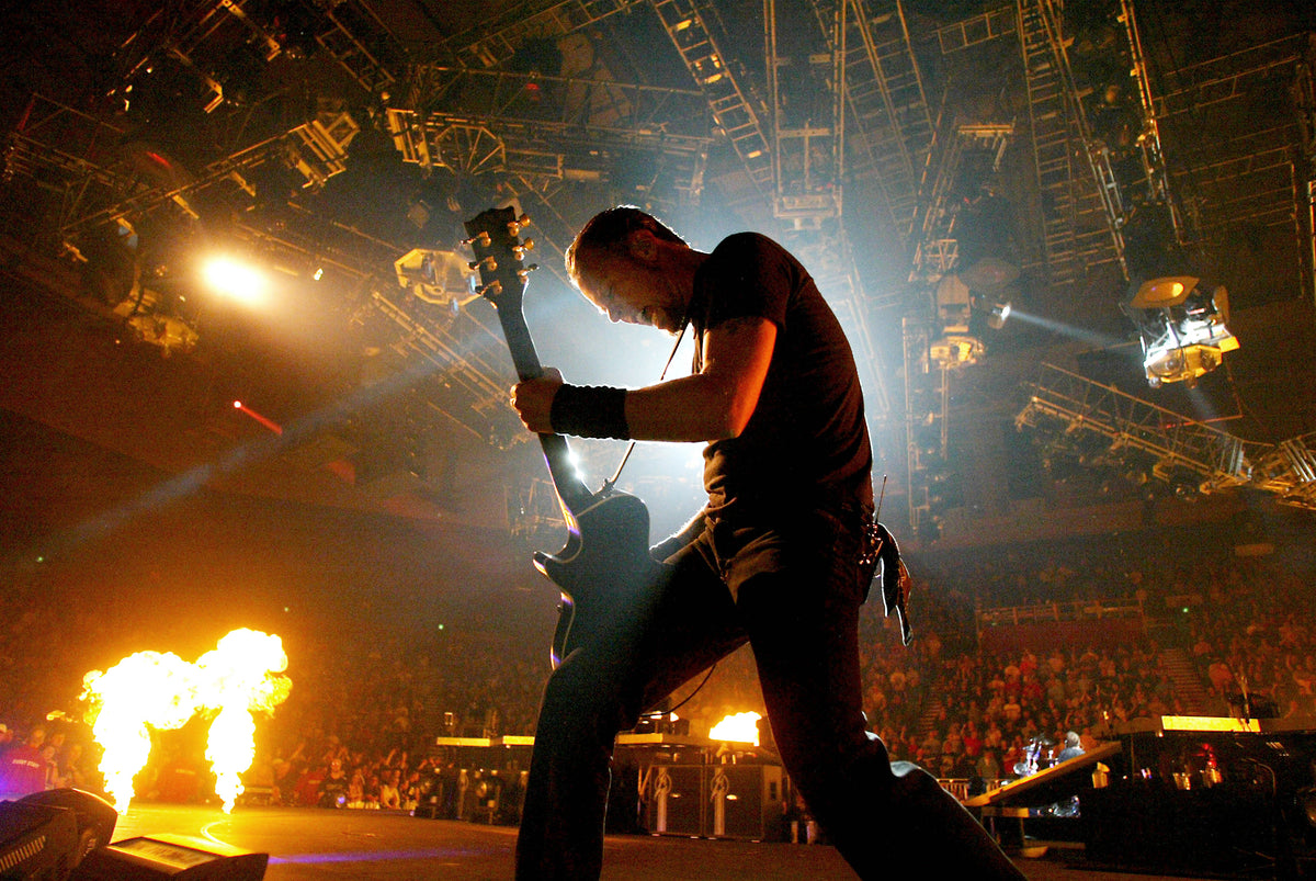 James Hetfield, lead singer of the venerable metal act Metallica, performing with the band at the Casper Events Center on March 30, 2004. Casper Star-Tribune