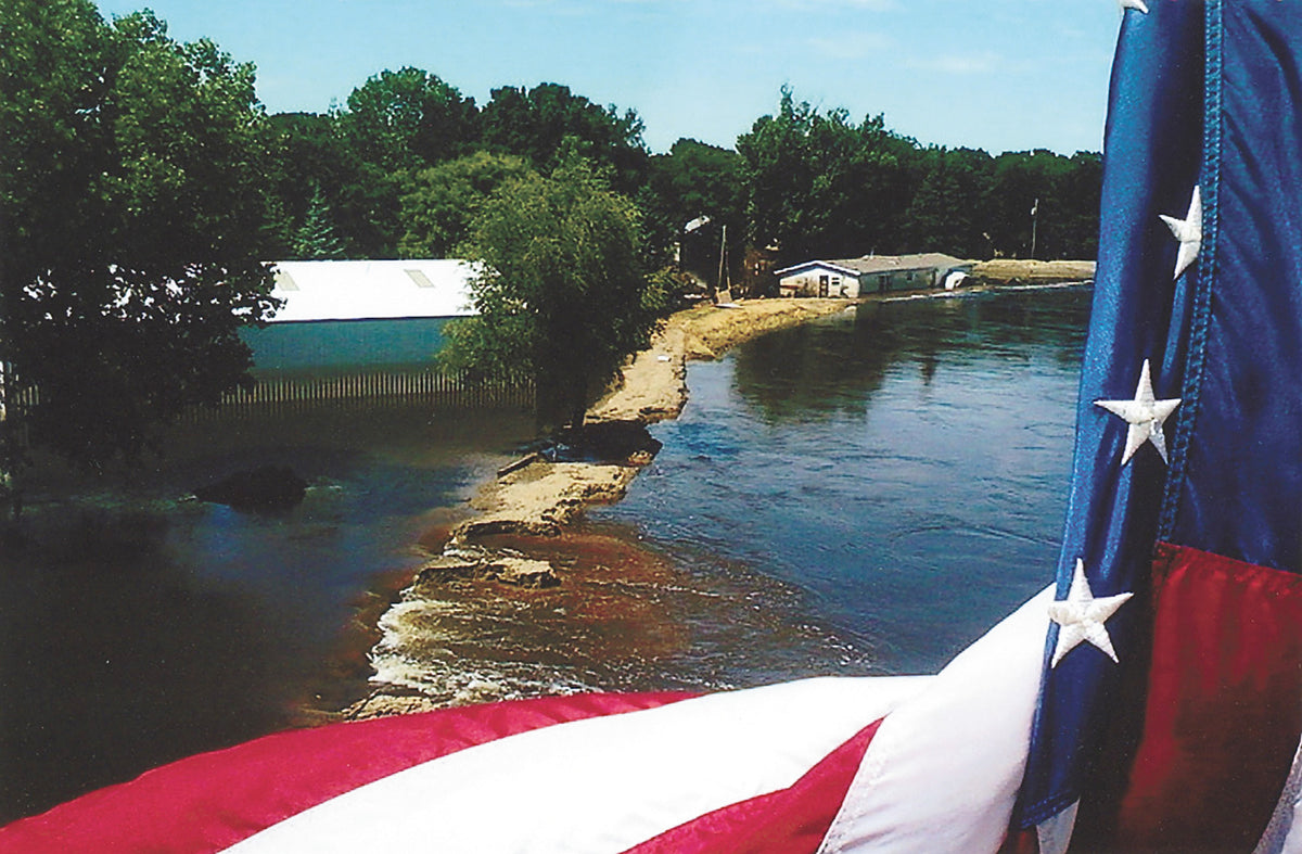 The Souris River had begun to recede when this photo was taken July 10 from the Broadway Bridge, looking northwest.