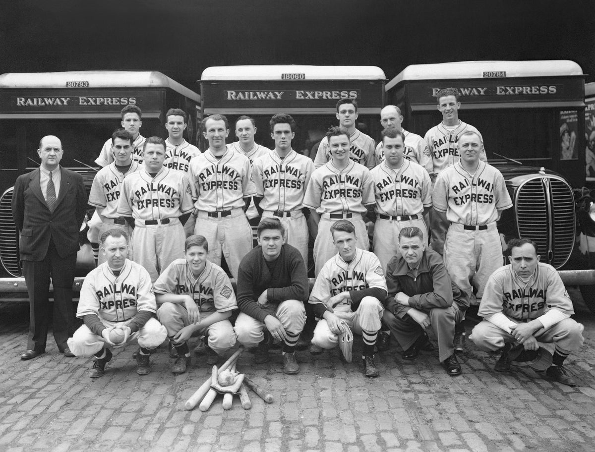 Railway Express baseball team at Euclid Beach, August 1940. Among those in the photo are Cliff Grady, John Patrick, Edward Cartier and Eddie Grady. Courtesy Barbara Cartier Lahey