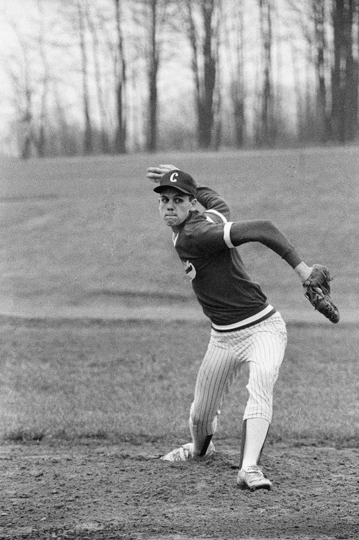 Cochranton High pitcher Jay Tessmer, April 20, 1990. Tessmer went on to walk on at the University of Miami before being drafted in the 19th round of the 1995 amateur draft by the New York Yankees. Tessmer appeared in 22 Major League games for the Yankees between 1998 and 2002. Courtesy Meadville Tribune
