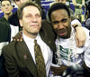 MSU coach Tom Izzo watched the team tribute on an overhead screen with a teary-eyed Mateen Cleaves after the Spartans beat Florida, 89-76, to win the NCAA championship game April 3, 2000, at the RCA Dome in Indianapolis. It was Izzo’s fifth season as head coach of the Spartans and Cleaves’ final game. Eric Seals / Detroit Free Press