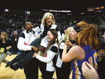 In March 2015, assistants Derek Thomas and Michelle Lindsey carried coach Mary Cicerone around the Breslin Center’s court after Birmingham Marian’s sixth state championship. Thomas’ daughters, Samantha and Bailey, scored 29 of the Mustangs’ 51 points in a 14-point victory over DeWitt. JULIAN H. GONZALEZ/DETROIT FREE PRESS