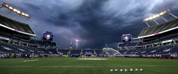 Lightning strikes near the Citrus Bowl before Orlando City suffers a stormy loss to FC Dallas. Joe Burbank / Orlando Sentinel