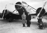 Mayor Sidney F. Small (left) and pilot B. A. Carpenter at the inauguration of Roanoke’s passenger air service by American Airlines, January 10, 1935.  Courtesy Virginia Room, Roanoke Public Libraries / #Davis62.17