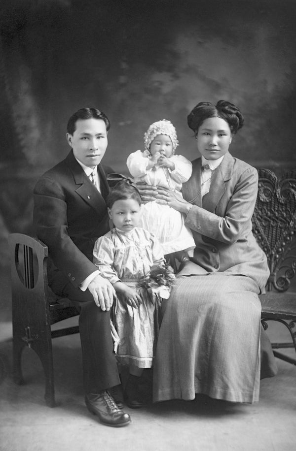 William and Daisy Chin and their children, Frances Chin Wong and baby Wawa Chin Jew, circa 1914. William’s father was Chin Lin Sou, memorialized in stained glass at the Colorado State Capitol. Chin Lin Sou managed the Chinese Laborers who built the Pacific Railroad. Frances Chin Wong would own The New China Restaurant in Denver. Courtesy Carolyn G. Kuhn