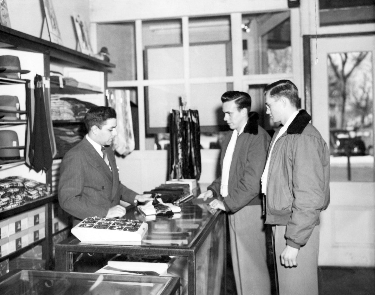 This photo was among a collection at the Palmer Museum noting what retail business looked like in York at the middle of the century. The name of the store and the men pictured were not noted.