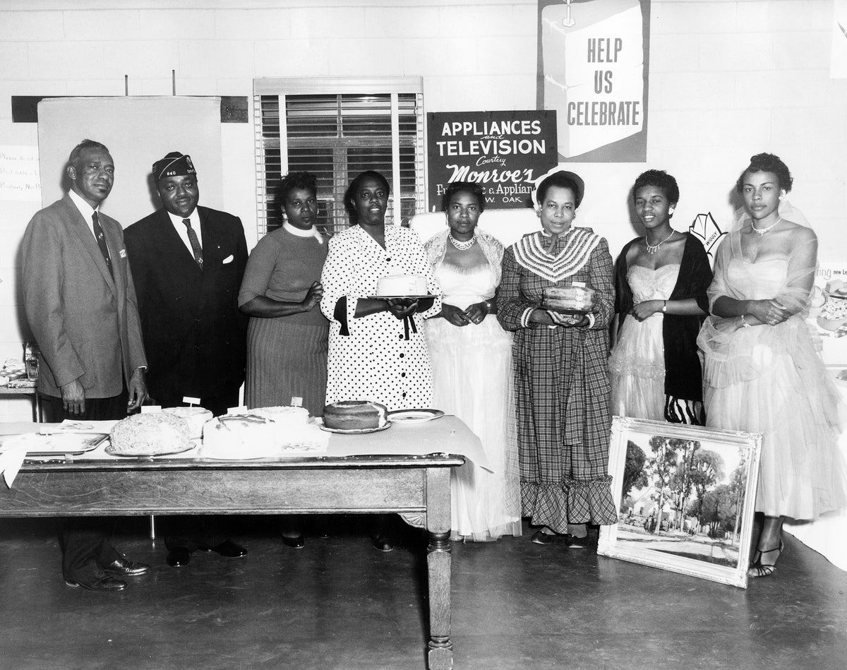 Attendees at a “pre-Centennial food show and household exposition” at the Penn-Reynolds-Jones American Legion Post No. 840 at 629 Lakey Street during the Denton Centennial Celebration in 1957. Courtesy Denton Public Library / #PF_E-10