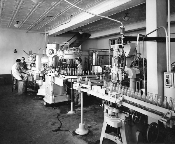 Pepsi-Cola bottling room in Greenville, late 1930s. Originally called “Brad’s Drink,” Pepsi was first invented by Caleb Bradham in his pharmacy in New Bern in 1898. It was made from a mix of sugar, water, caramel, lemon oil, nutmeg, and other natural additives. Courtesy East Carolina University Special Collections / #P-1136.158
