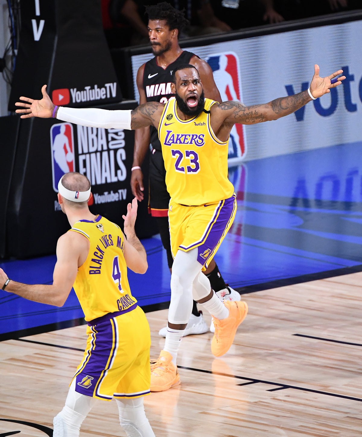 LeBron James gets pretty animated about a call in the second quarter of Game 4. It didn’t affect his game as he scored 28 points. Wally Skalij / Los Angeles Times