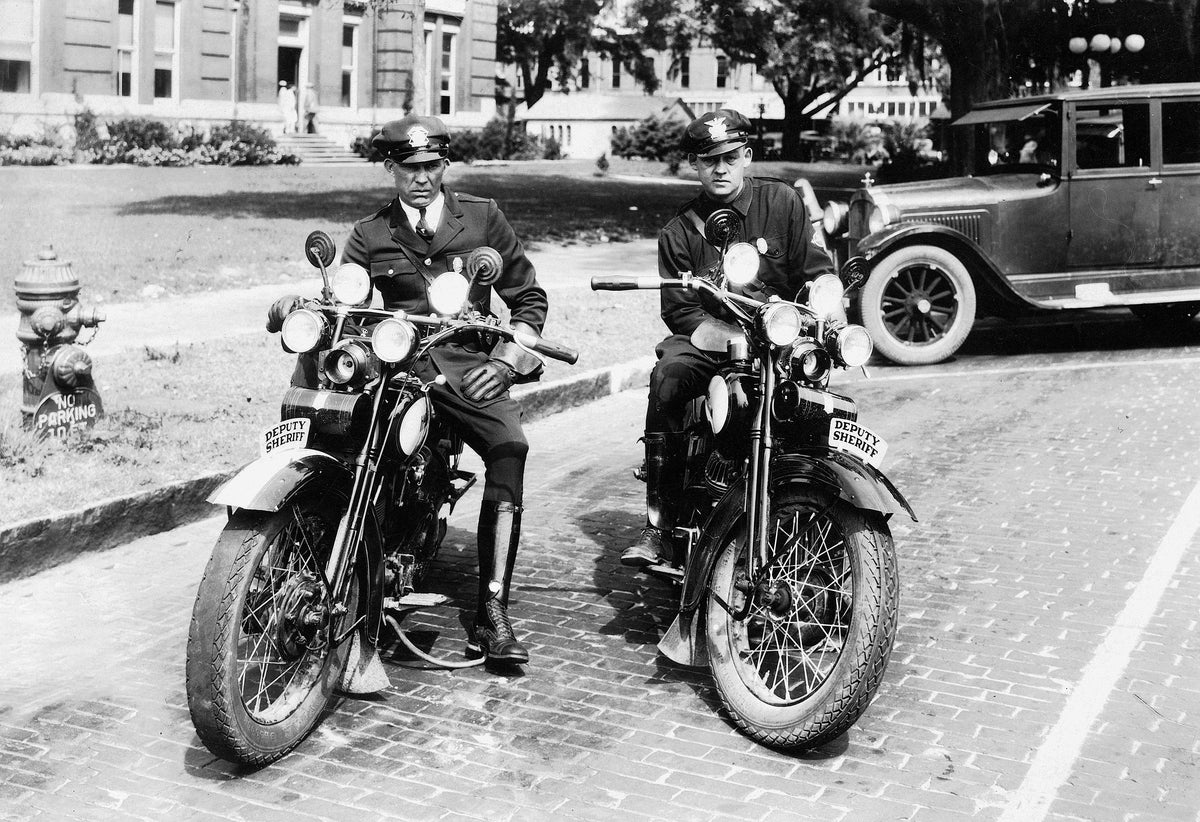 Deputy Sheriffs on motorcycles, 1920s. Courtesy Matheson History Museum
