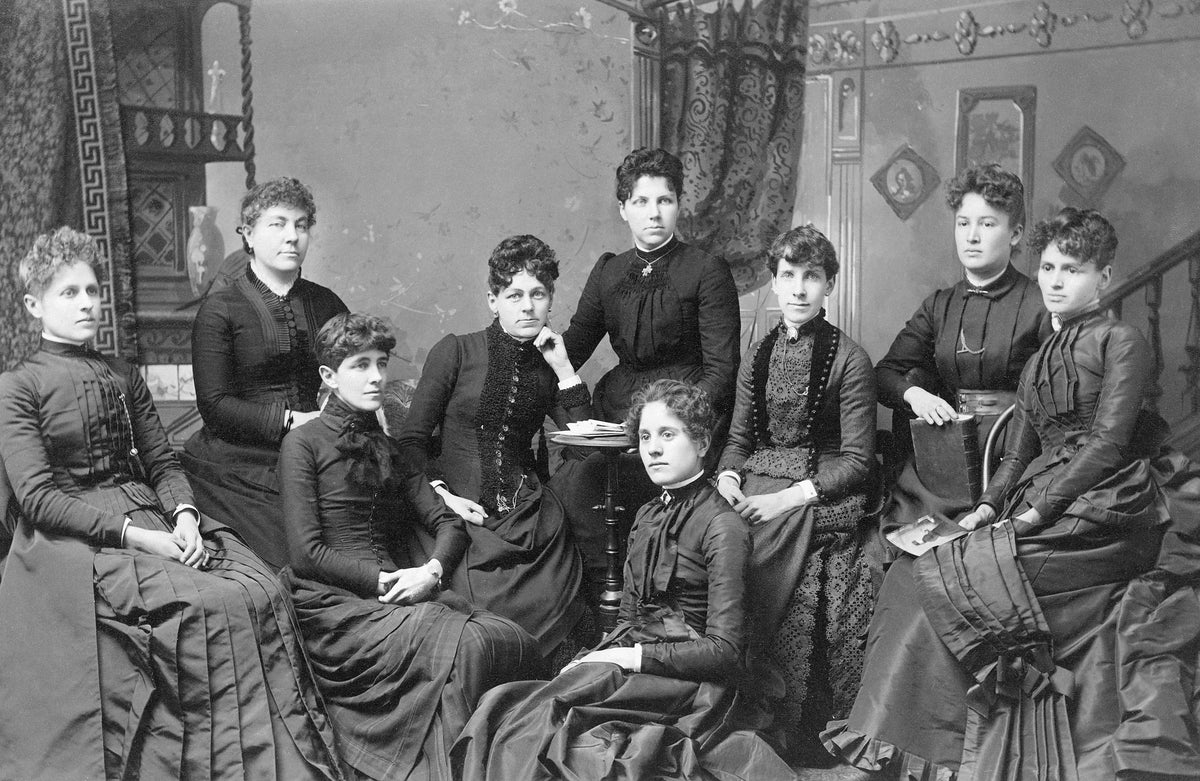 The original members of the St. Cecilia Society, Grand Island, 1886. The society was organized in June 1885 to promote musical culture in the community and became active in bringing distinguished musical artists to Grand Island and promoting musical festivals and concerts. Courtesy Stuhr Museum of the Prairie Pioneer