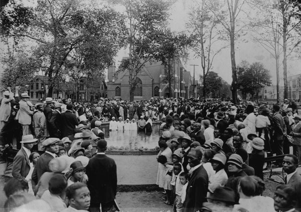 Baptism at Calvary Baptist Church during the National Baptist Convention, September 11, 1927. Reverend J.H. Mastin was the pastor. Courtesy Detroit Public Library / #HCJ041