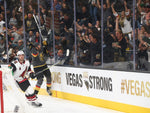 Vegas Golden Knights' Tomas Nosek (92) reacts after scoring the first goal of the night against the Arizona Coyotes during an NHL hockey game at T-Mobile Arena in Las Vegas on Tuesday, Oct. 10, 2017. Courtesy Chase Stevens/Las Vegas Review-Journal