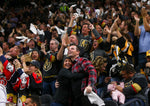 Vegas Golden Knights fans cheer after the first goal of the night, by Tomas Nosek, against the Arizona Coyotes during an NHL hockey game at T-Mobile Arena in Las Vegas on Tuesday, Oct. 10, 2017. Courtesy Chase Stevens/Las Vegas Review-Journal