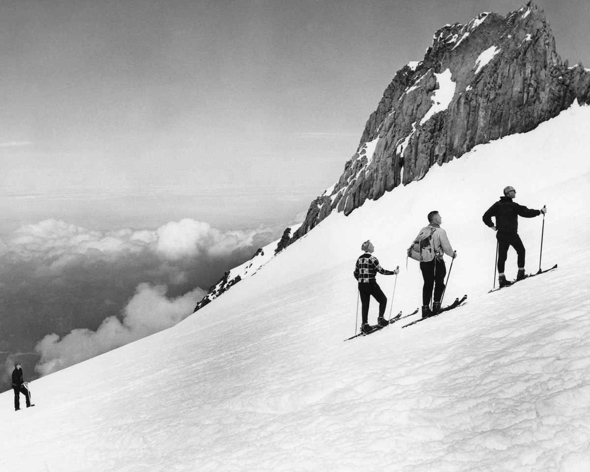 Skiing at Mount Hood, circa 1960. Included are Avona Carroll, John Carroll, and James Randall. Courtesy Jerry Raldall and Joann Randall