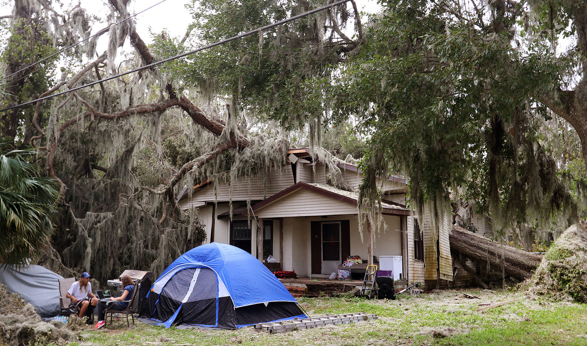 Vernon VanDuyne’s home on Dal Maso Drive in Holly Hill was split in half by a large oak tree during the height of Hurricane Matthew. He lived temporarily in a tent pitched on his property. News-Journal/Jim Tiller