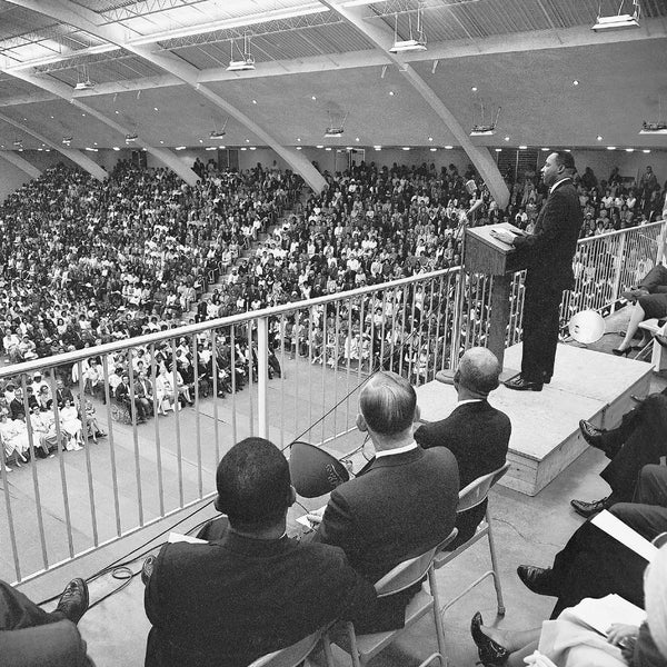 Reverend Martin Luther King Jr. spoke at California Western University in favor of the fair housing Rumford Act in May 1964. His hour-long talk at Cal-Western, titled “Remaining Awake Through a Revolution,” was interrupted nearly 20 times. One line that drew applause: “I am convinced, deep in my heart, that by using nonviolence we can turn racial discord into a symphony of brotherhood.” Union-Tribune