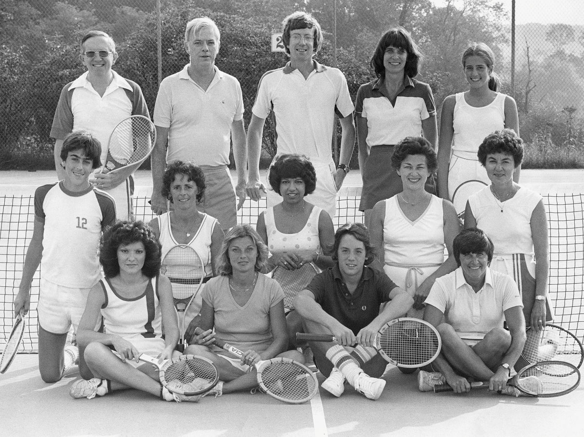 Tennis players at Roxbury Tennis Court, August 1980. Rita King is included. Courtesy Rita King
