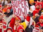 A Kansas City Chiefs fan holds up a sign reading “Super Bowl” after the Chiefs defeated the Cincinnati Bengals 23-20 the AFC Championship NFL football game at GEHA Field at Arrowhead Stadium on Sunday, Jan. 29, 2023, in Kansas City. (Nick Wagner/The Kansas City Star)