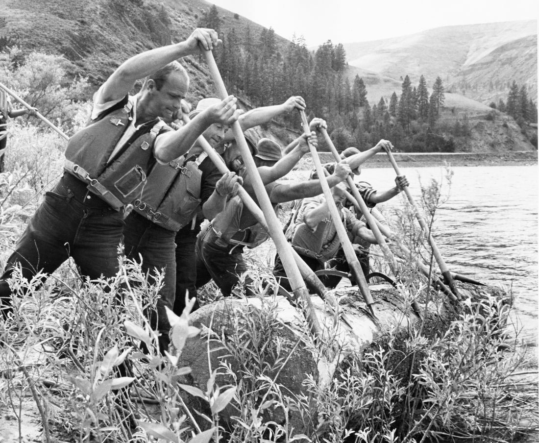 Left to right are Paul Cleveland (Headquarters), Ray McKinney (Lewiston), Tia Pomponio (Elk River), Ray Dawson (Pierce), Rex Gardner (Headquarters) and Lou Thorkman (Dreary), circa 1965. Courtesy Lewiston Morning Tribune