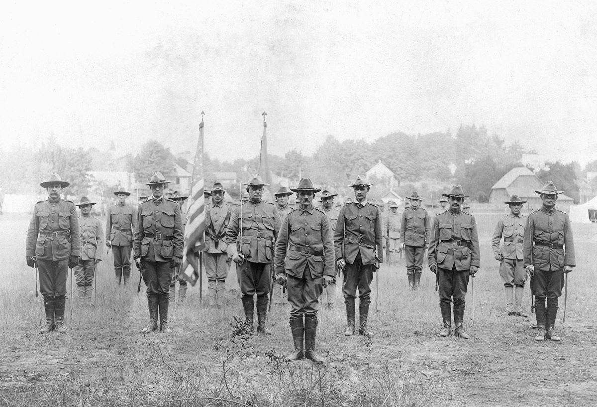 A military group, circa 1914. Dr. Henry Ellis is third from the left. Courtesy Linn County Historical Museum