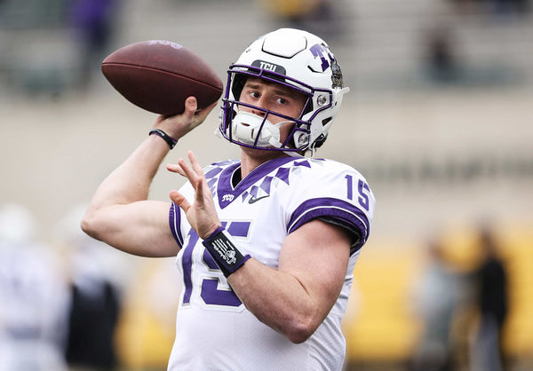 TCU quarterback Max Duggan warms up before their game against Baylor at McLane Stadium in Waco on Saturday, Nov. 19, 2022. Fort Worth Star-Telegram