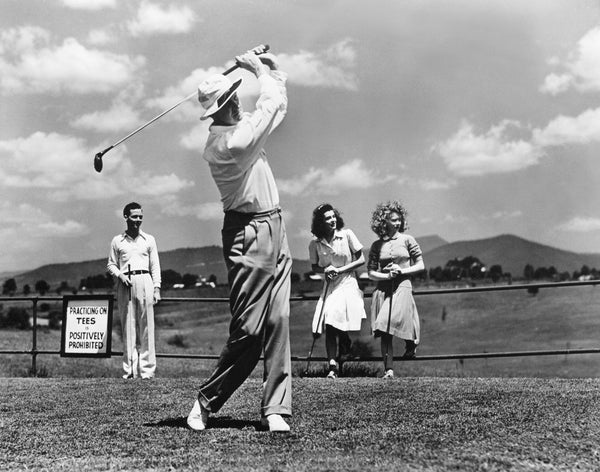 Golfers at Roanoke Country Club, circa 1945. The club had its beginnings in South Roanoke in 1899 and relocated to its current location in the early 1920s.  Courtesy Virginia Room, Roanoke Public Libraries / #MP4.3