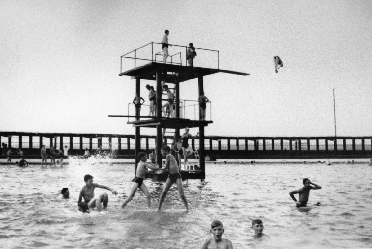 Swimmers at Liberty Heights swimming pool, circa 1935. COURTESY BASSETT HISTORICAL CENTER