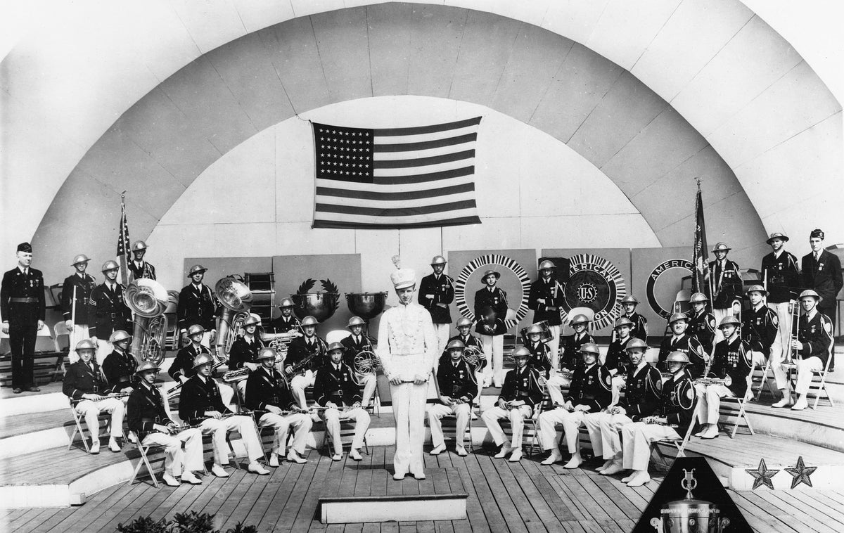 The national champion "Sons of the American Legion Band," T. C. Carter Jr. Post 21 at the 21st annual National Convention of the American Legion in 1939. Joe Fleming was the band leader. George Sparks, Director and Drum Major; Front row, left to right: Spiro Spirson, James Orin Donald, Ray Murphy, Lamar Severance, Thomas Ed "shorty" McWilliams, Dick McWilliams, W.C. Ethridge, Edwin Hightower; Second Row: Pope Mosley, George Askew, Calvin Westbrook, Cecil Britt, Frank Stephenson, Harold Harris, Oscar Bell, R