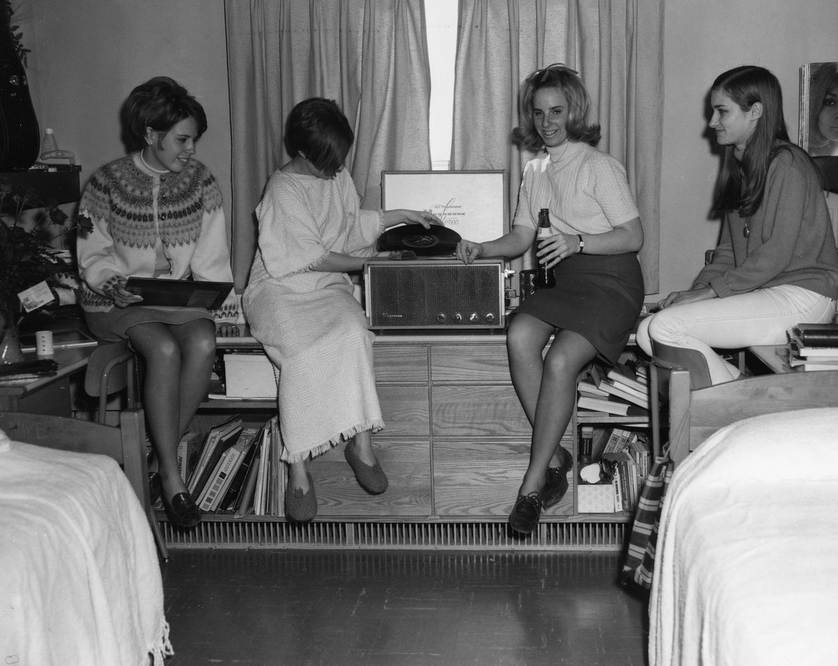 Students relaxing in the McElroy Complex dorms, circa 1968. Courtesy University Archives at Minnesota State University, Mankato