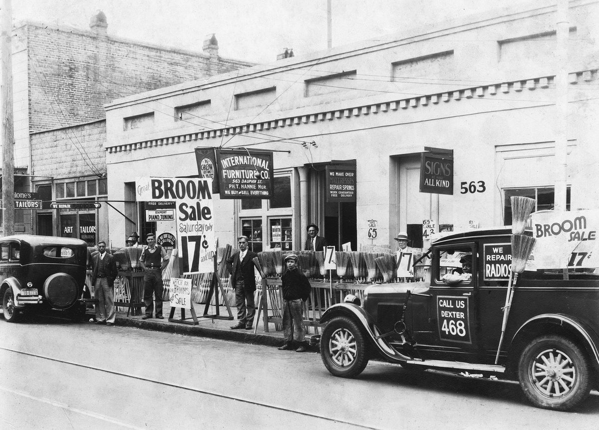 International Furniture Company at 563 Dauphin Street in Mobile, circa 1934. The company was owned by Philip T. Hannie, grandfather of Laurie Schaerer.
