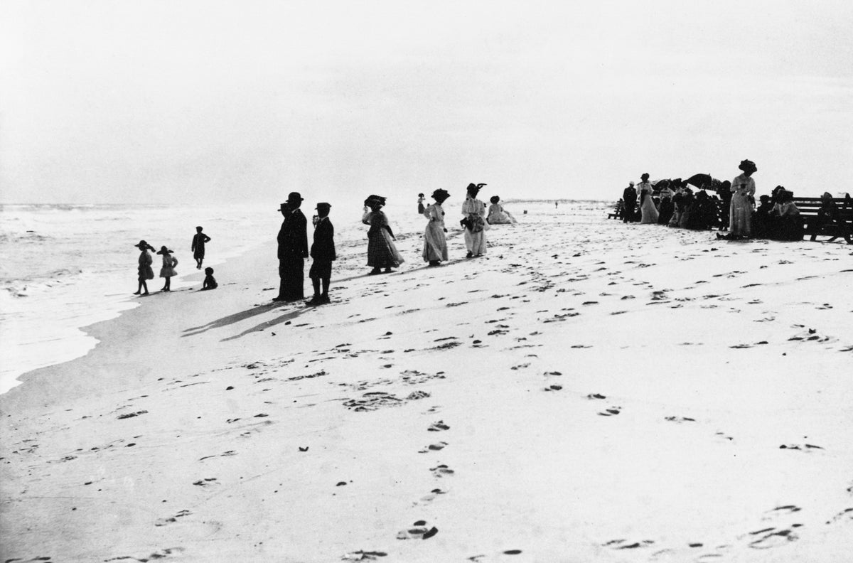 Outing on the beach, Dauphin Island, circa 1910.