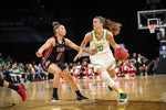 University of Oregon's Sabrina Ionescu (20) drives during the second half as the No. 1 seed Oregon Ducks take on the No. 8 seed Utah Utes in the quarterfinals of the Pac-12 women's basketball tournament on March 6, 2020, at Mandalay Bay Events Center in Las Vegas. Oregon won 79-59. Serena Morones / The Oregonian