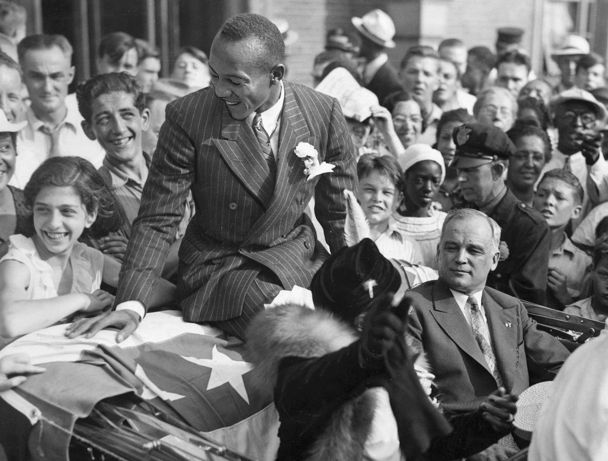 Jesse Owens in Cleveland on August 25, 1936, following his triumph at the 1936 Berlin Olympics. Courtesy Cleveland Public Library