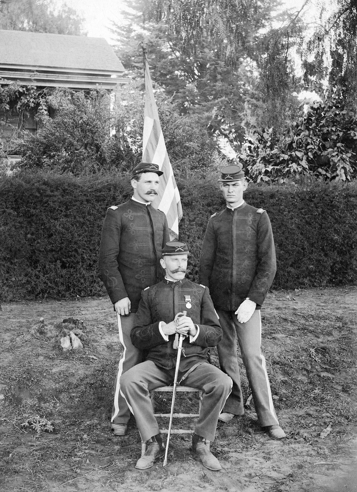 Captain Halpin, Lieutenant Landell, and Lieutenant Abbey of Company L, Santa Ana’s National Guard unit, Anaheim, circa 1893. Courtesy Anaheim Public Library
