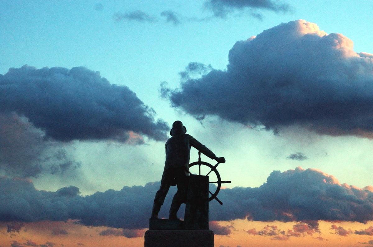 The Man at the Wheel statue in Gloucester is a constant reminder of the perils of working at sea. It is surrounded by granite blocks embedded with bright bronze plaques bearing the names of thousands of Gloucester fishermen who have died at sea since the 1700s.