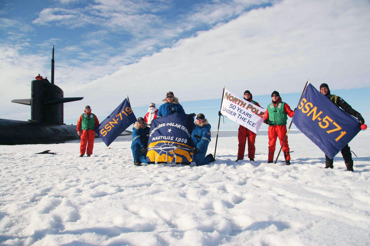 USS Providence (SSN-719) at the North Pole, August 2008, for the 50th Anniversary of the USS Nautilus (SSN-571) Polar Voyage. Courtesy Submarine Force Library and Museum