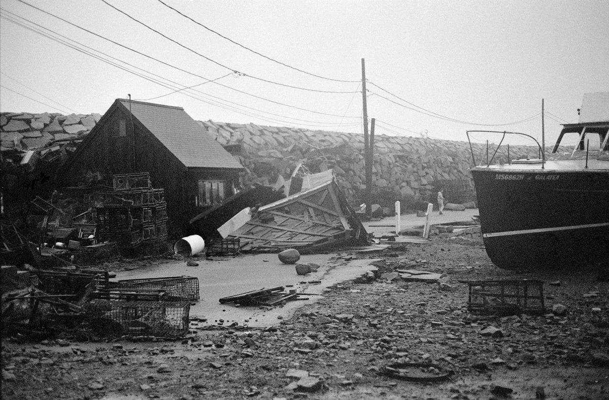 The strength of the storm leveled lobster shacks in Rockport and severely damaged the Pigeon Cove breakwater. Gail McCarthy/Gloucester Daily Times
