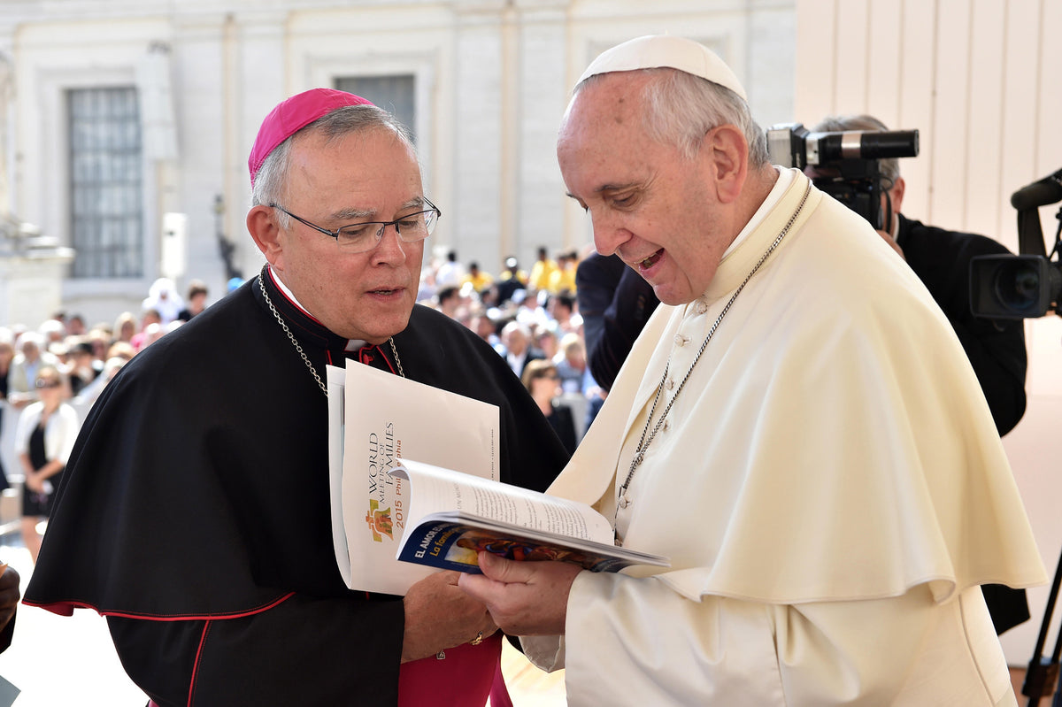 Pope Francis and Archbishop Chaput at an audience in Saint Peter’s Square in September 2014. Credit L’Osservatore Romano Photographic Service ^^ center light rgba(40,40,40,0.4)